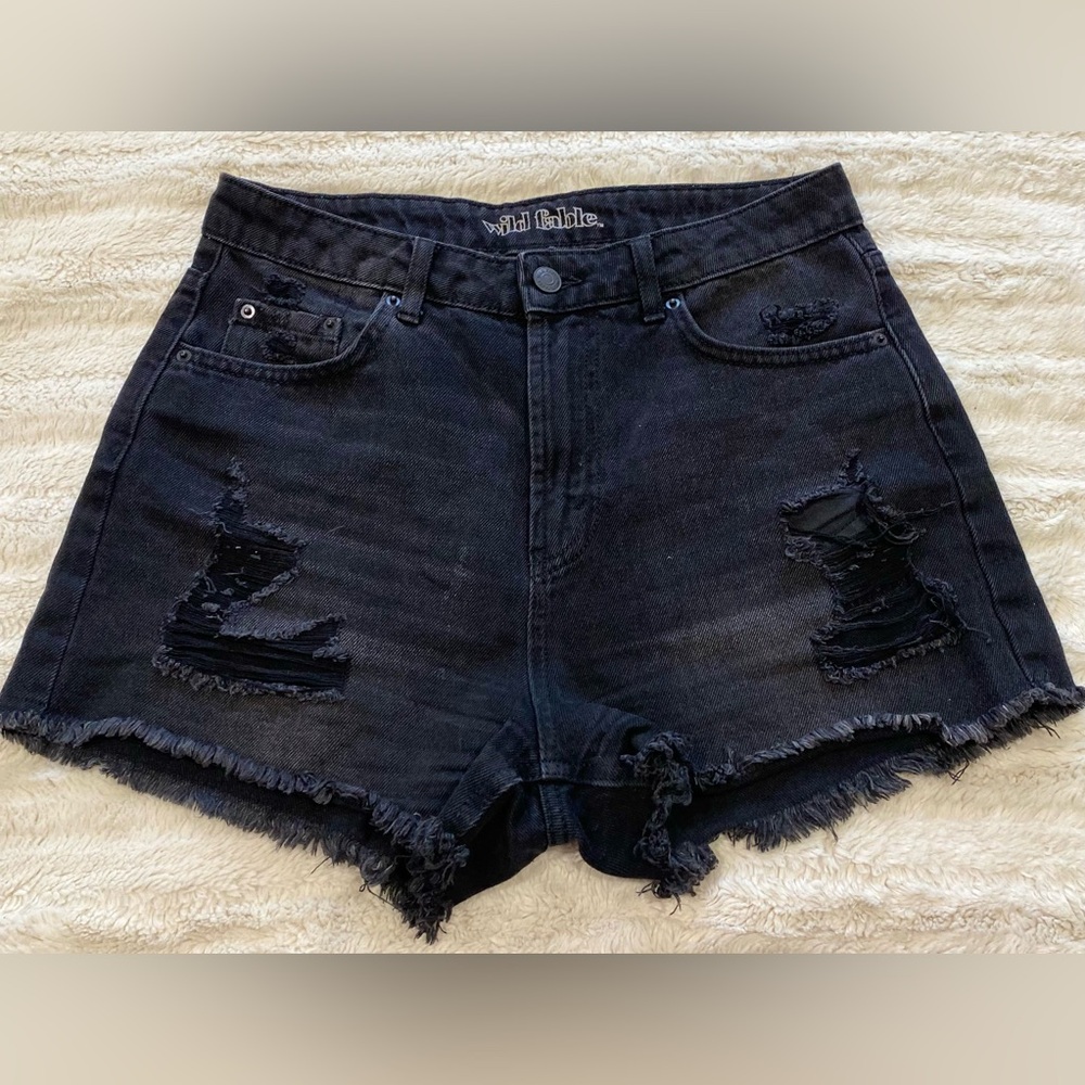 Wild Fable Black High-Waisted Distressed Jean Shorts